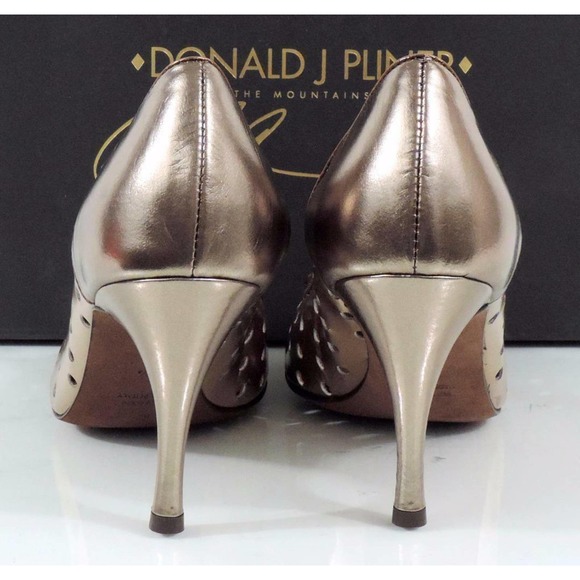 Donald J Pliner Zazas Designer Open Toe Dress Pumps Beige / Bronze / Pewter 7.5 - Picture 7 of 10